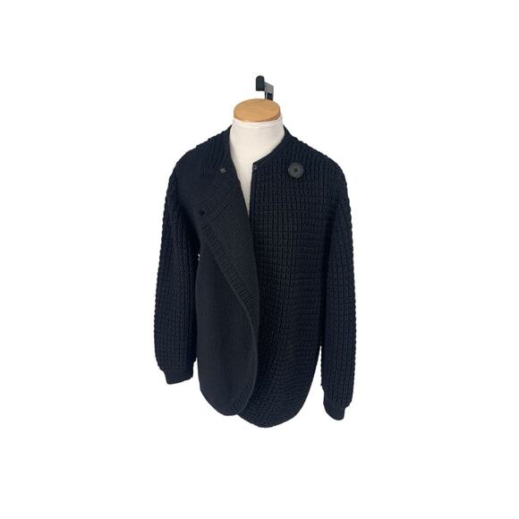 Pallas Original Pure Wool Hand Loomed Ireland Black Sweater Coat Medium - Picture 9 of 13